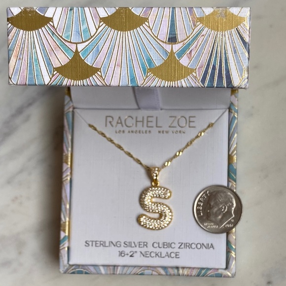 Rachel Zoe "S" initial 16 + 2" necklace New in Box - Picture 2 of 4